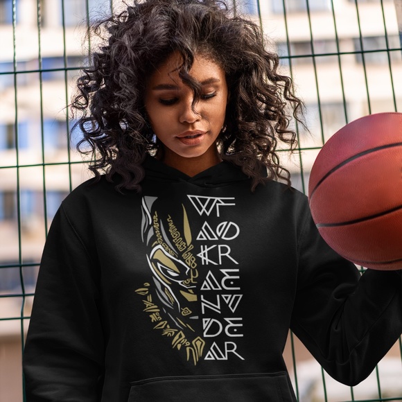 WAKANDA FOREVER GOLD, WHITE, SILVER AND BLACK: DESIGN; UNISEX CUSTOM HOODIE - Picture 3 of 6